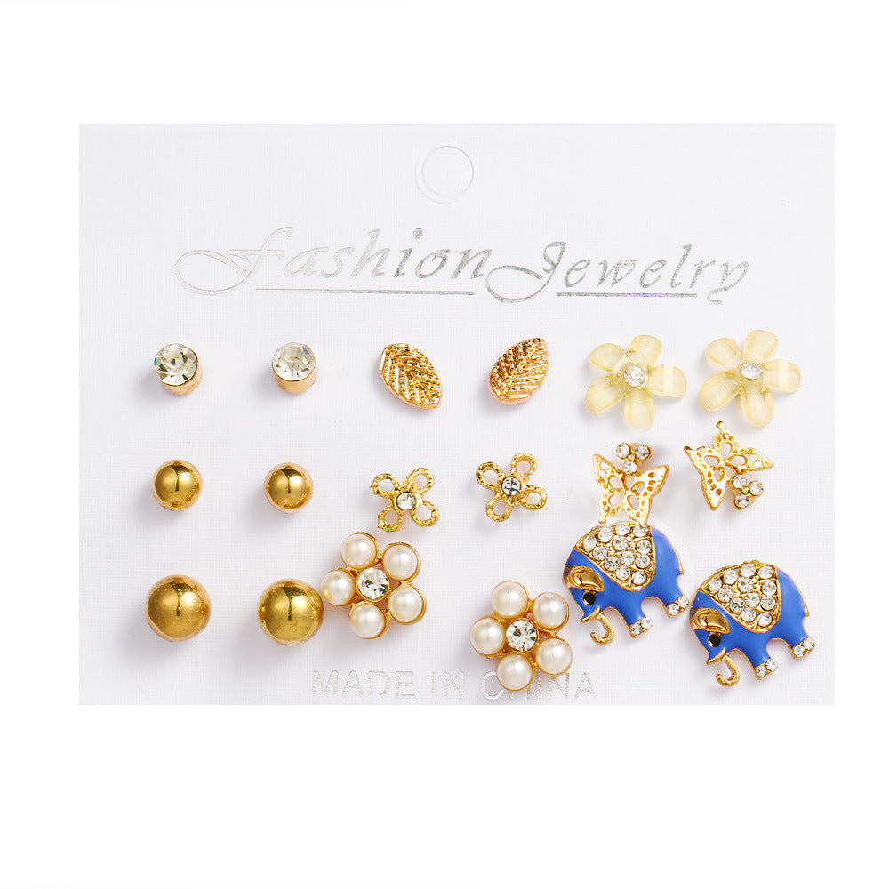 Wholesale 1set Elephant Pearl Fashion Earrings Set